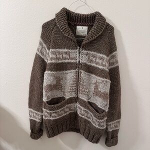 Banana Republic Brown and Cream Zip Up Sweater